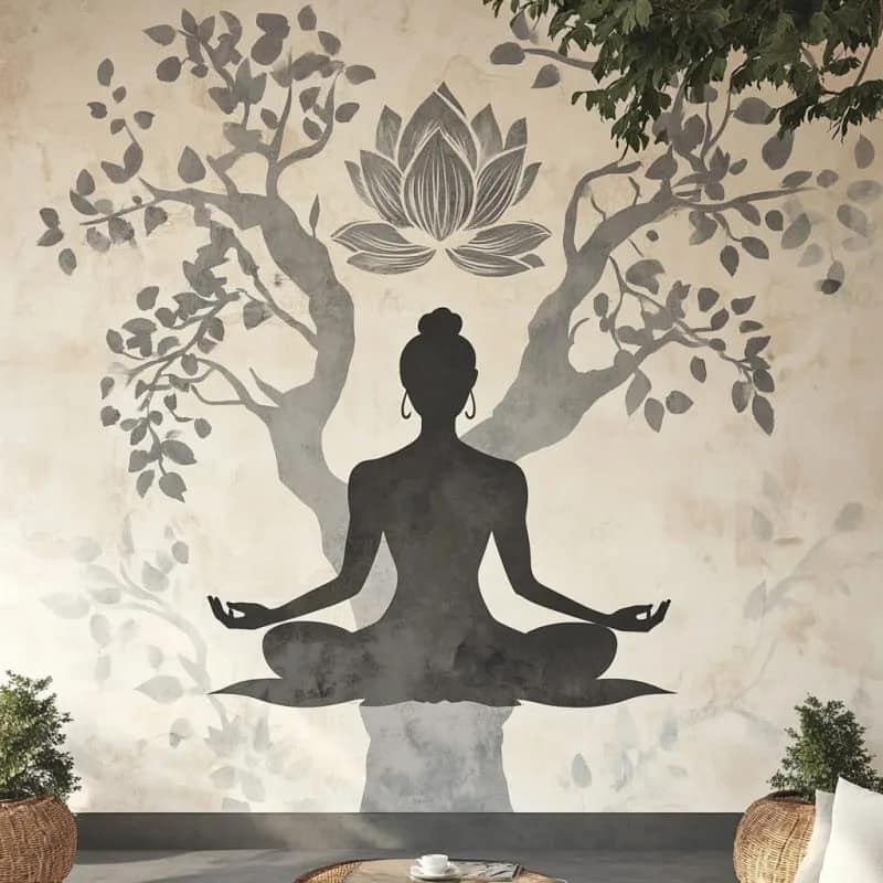 Yoga Desenli 3 Boyutlu Duvar Kağıtları