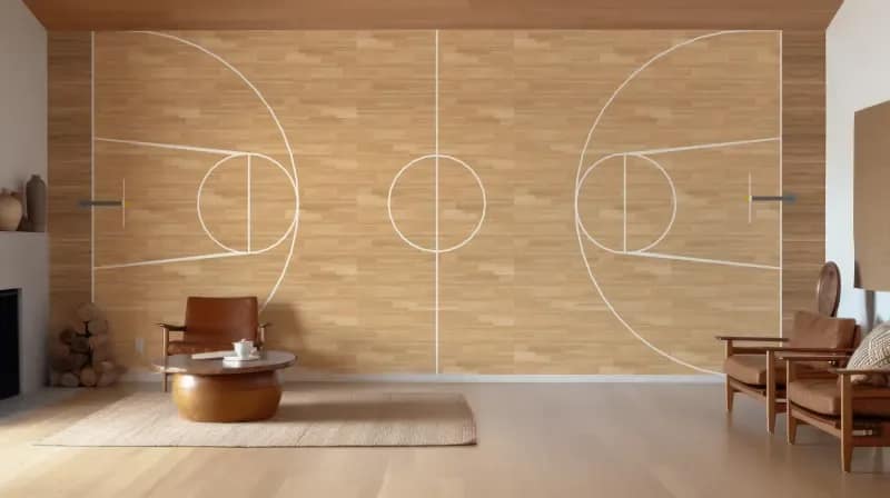 Ahşap Görünümlü Basketbol Sahası Duvar Kağıdı