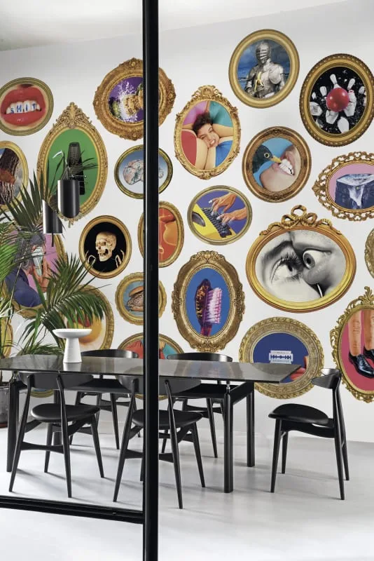 Altın Çerçeveli Pop Art Portreler Duvar Kağıdı